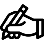 Icon of hand holding pencil